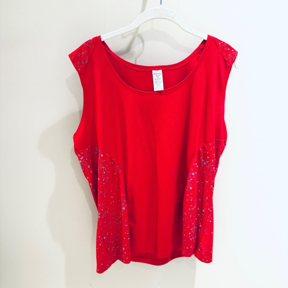 Curves Active Tank Top Sleeveless Athletic Geometric Accents XL